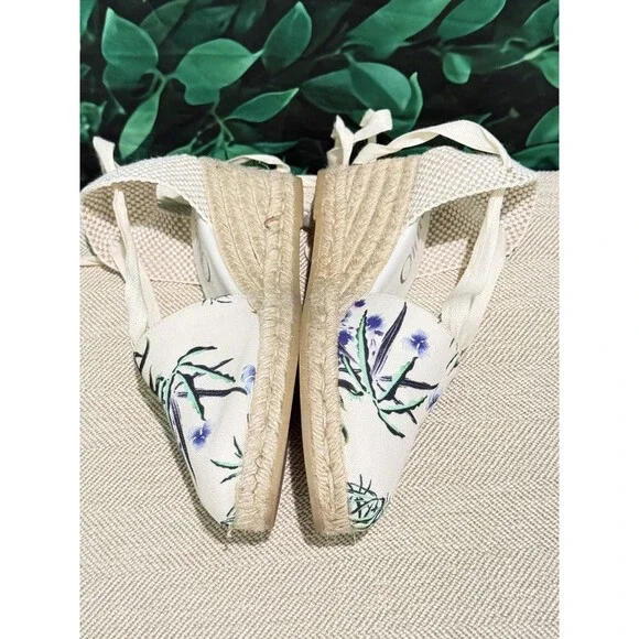 GAIMO Ankle Tie Wedge Espadrille Floral  EU 40 US 9 Made in Spain - Picture 2 of 6